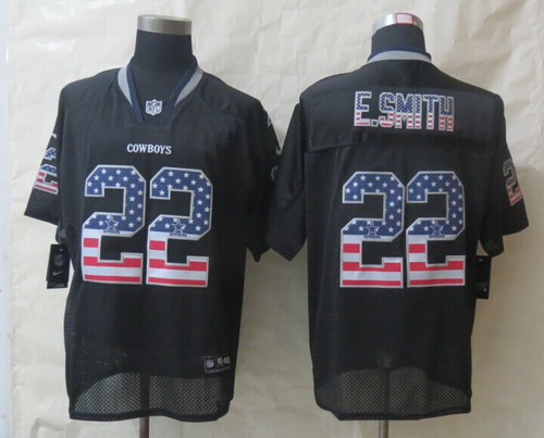Men's Dallas Cowboys #22 Emmitt Smith 2014 USA Flag Fashion Black Nik Elite Jerseys