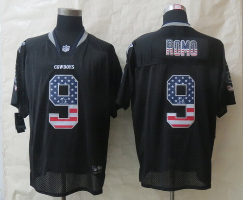 Men's Dallas Cowboys #9 Tony Ramo 2014 USA Flag Fashion Black Nik Elite Jerseys