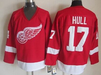 Men's Detroit Red Wings #17 Brett Hull Red Throwback CCM Jersey