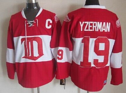 Men's Detroit Red Wings #19 Steve Yzerman Red Winter Classic Throwback CCM Jersey