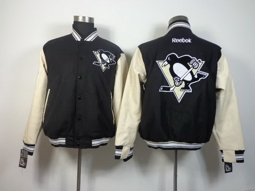 NHL Team Jacket Pittsburgh Penguins Blank Black Wool Fabric 