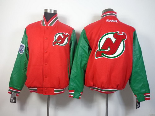 NHL Team Jacket New Jersey Devils Blank Red Wool Fabric 