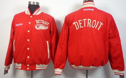 NHL Team Jacket Detroit Red Wings Blank Red Wool Fabric 