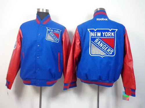 NHL Team Jacket New York Rangers Blank Light Blue Wool Fabric 