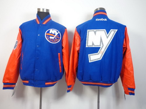 NHL Team Jacket New York Islanders Blank Light Blue Wool Fabric 