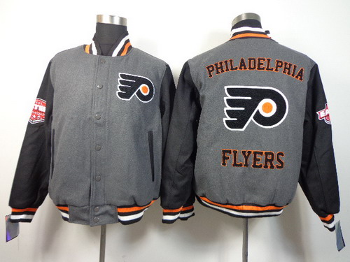 NHL Team Jacket Philadelphia Flyers Blank Gray Wool Fabric 