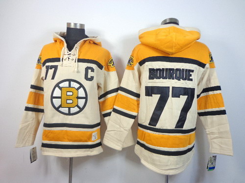 Boston Bruins #77 Ray Bourque Cream Hoody