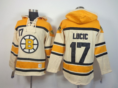 Boston Bruins #17 Milan Lucic Cream Hoody