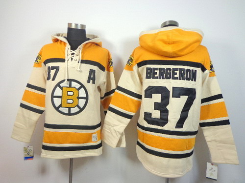 Boston Bruins #37 Patrice Bergeron Cream Hoody