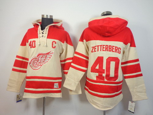 Detroit Red Wings #40 Henrik Zetterberg Cream Hoody