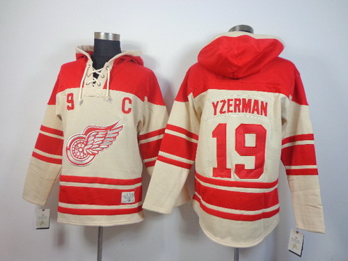 Detroit Red Wings #19 Steve Yzerman Cream Hoody
