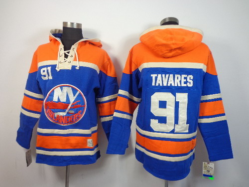 New York Islanders #91 John Tavares Light Blue Hoody