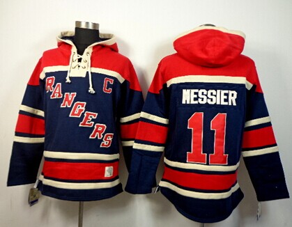 New York Rangers #11 Mark Messier Dark Blue Hoody