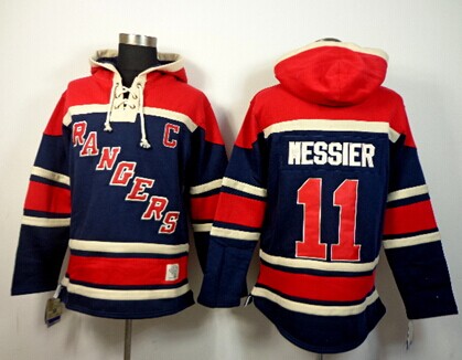 New York Rangers #11 Mark Messier Dark Blue Hoody