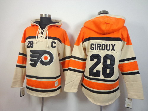 Philadelphia Flyers #28 Claude Giroux Cream Hoody