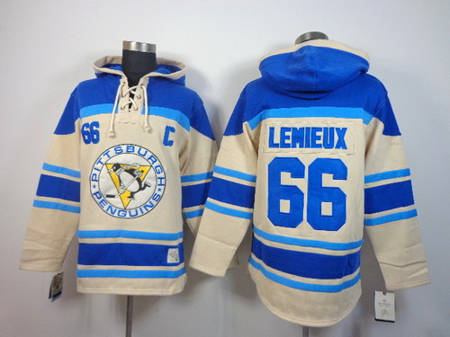 Pittsburgh Penguins #66 Mario Lemieux Cream Hoody