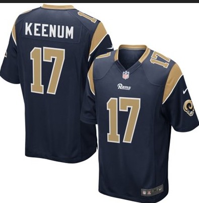 Men's St. Louis Rams #17 Case Keenum Navy Blue Nik Elite Jersey