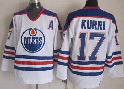 Men's Edmonton Oilers #17 Jari Kurri White Throwback CCM Jersey