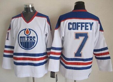 Men's Edmonton Oilers #7 Paul Coffey White Throwback CCM Jersey