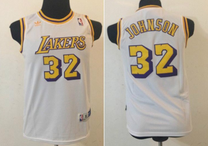 Kid's Los Angeles Lakers #32 Magic Johnson White Revolution 30 Jersey