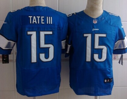 Men's Detroit Lions #15 Golden Tate III Blue Nik Elite Jersey