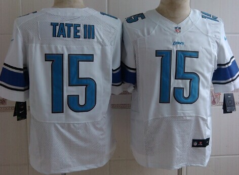 Men's Detroit Lions #15 Golden Tate III White Nik Elite Jersey