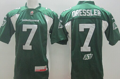 Men's CFL Saskatchewan Roughriders #7 Weston Dressler Home Green Football Jersey