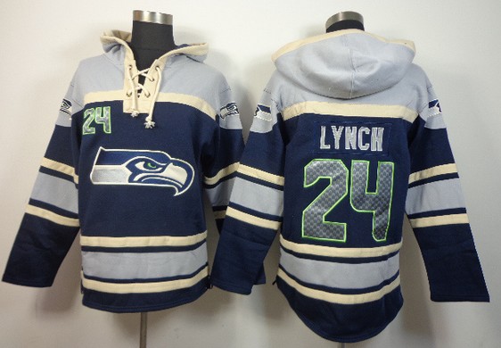 NFLPLAYERS Seattle Seahawks #24 Marshawn Lynch Blue Hoody