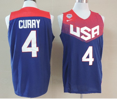 Men's 2014 FIBA Team USA Basketball Jersey #4 Stephen Curry Navy blue