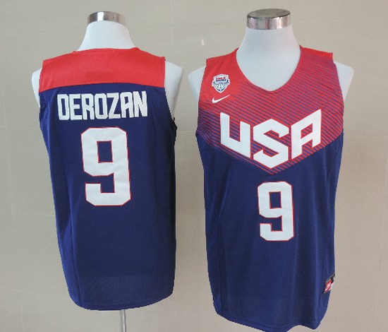 Men's 2014 FIBA Team USA Basketball Jersey #9 DeMar DeRozan Navy blue