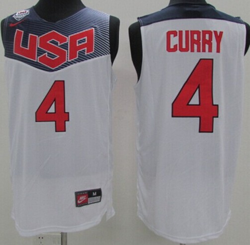Men's 2014 FIBA Team USA Basketball Jersey #4 Stephen Curry White