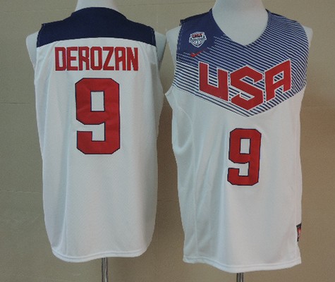 Men's 2014 FIBA Team USA Basketball Jersey #9 DeMar DeRozan White