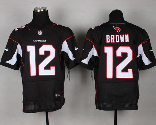 Men's Arizona Cardinals #12 John Brown Black Nik Elite Jersey