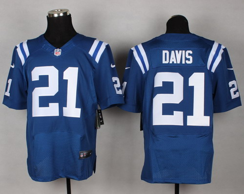 Men's Indianapolis Colts #21 Vontae Davis Blue Nik Elite Jersey