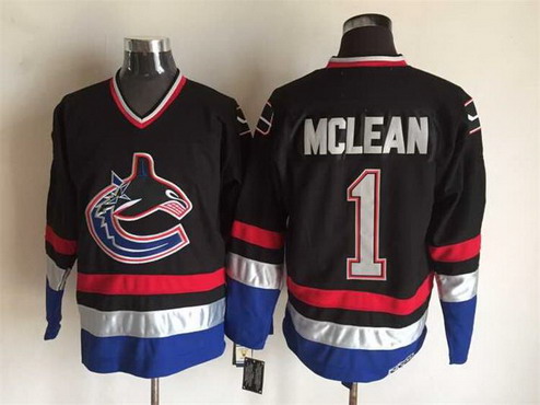 Men's Vancouver Canucks #1 Kirk McLean 2003-04 Black CCM Vintage Throwback Jersey