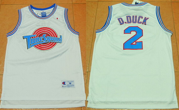 Men's The Movie Space Jam #2 D.Duck White Soul Swingman Basketball Jersey