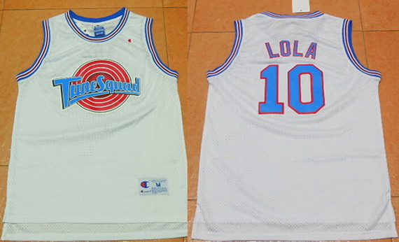 Men's The Movie Space Jam #10 Lola White Soul Swingman Basketball Jersey