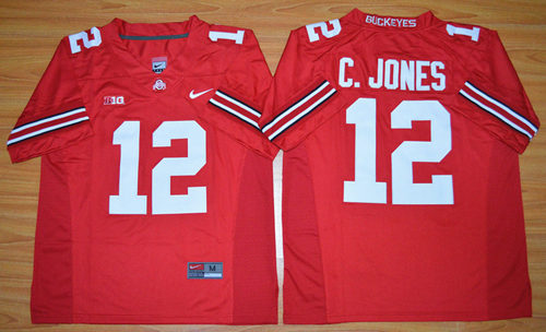 Men's Ohio State Buckeyes #12 Cardale Jones Red College Football Nike Limited Jersey