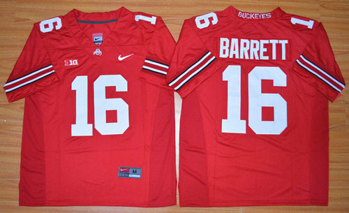 Men's Ohio State Buckeyes #16 J.T. Barrett Red Nike Limited College Football Jersey