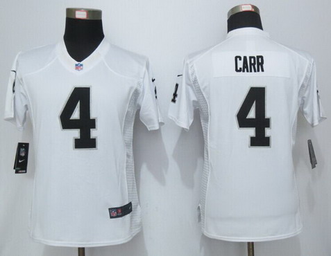 Women's Oakland Raiders #4 Derek Carr White Road NFL Nike Limited Jersey