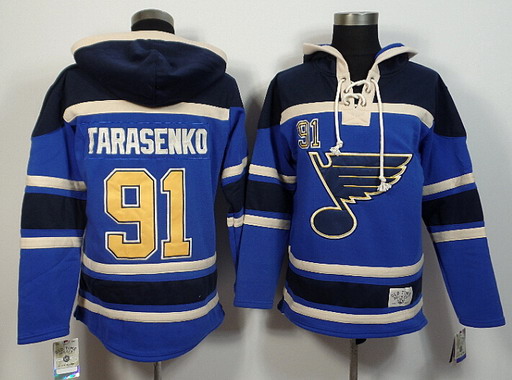 Men's St. Louis Blues #91 Vladimir Tarasenko Old Time Hockey 2014 Blue Hoodie