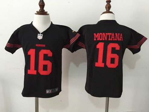 Toddler San Francisco 49ers #16 Joe Montana Black Retired Player 2015 NFL Nike Jersey