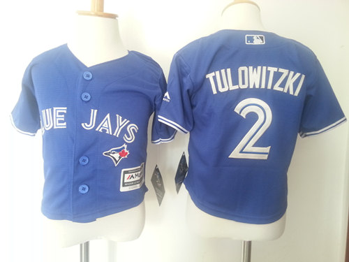 Toddler Toronto Blue Jays #2 Troy Tulowitzki Alternate Blue 2015 MLB Cool Base Jersey