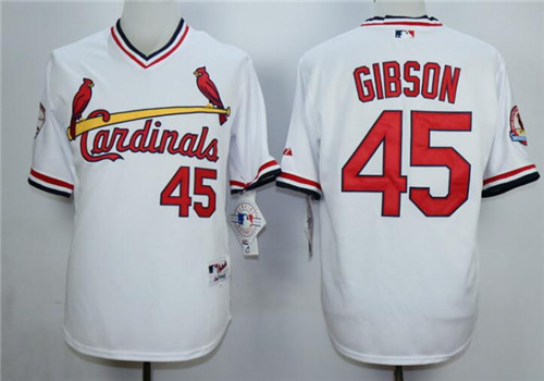 Men's St.Louis Cardinals #45 Bob Gibson White Pullover Throwback Jersey