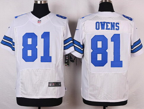 Men's Dallas Cowboys Retired Player #81 Terrell Owens White Nike Elite Jersey