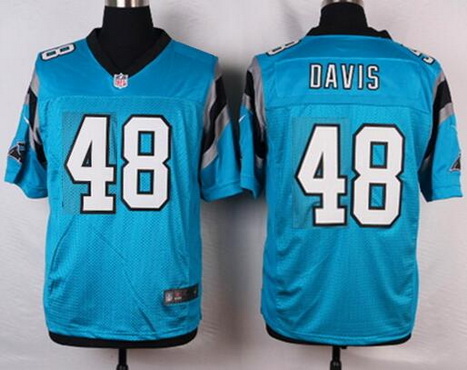 Men's Carolina Panthers Retired Player #48 Stephen Davis Light Blue NFL Nike Elite Jersey
