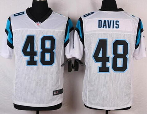 Men's Carolina Panthers Retired Player #48 Stephen Davis WhiteNFL Nike Elite Jersey