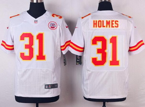 Men's Kansas City Chiefs Retired Player #31 Priest Holmes White Retired Nike Elite Jersey