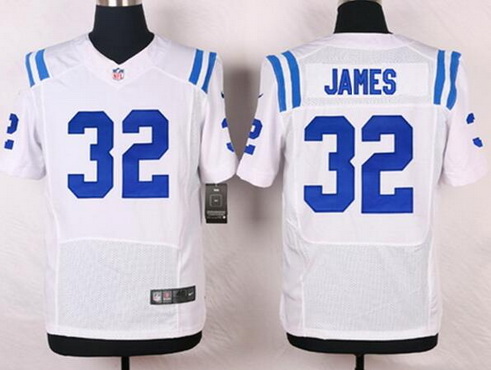 Men's Indianapolis Colts Retired Player #32 Edgerrin James White Nike Elite Jersey