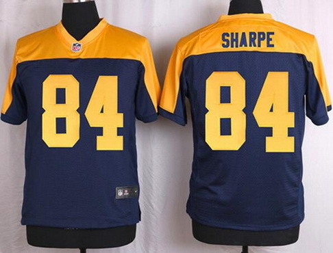 Men's Green Bay Packers #84 Sterling Sharpe Navy Blue Gold Retired Player NFL Nike Elite Jersey